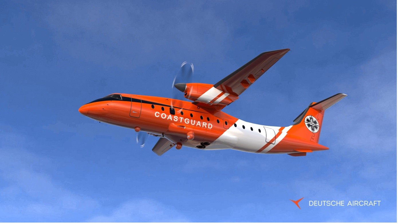 Die D328eco der Deutschen Aircraft GmbH als Multi-Role Luftfahrzeug eignet sich auch für die Einsätze Search & Rescue (SAR) sowie Küstenwache.