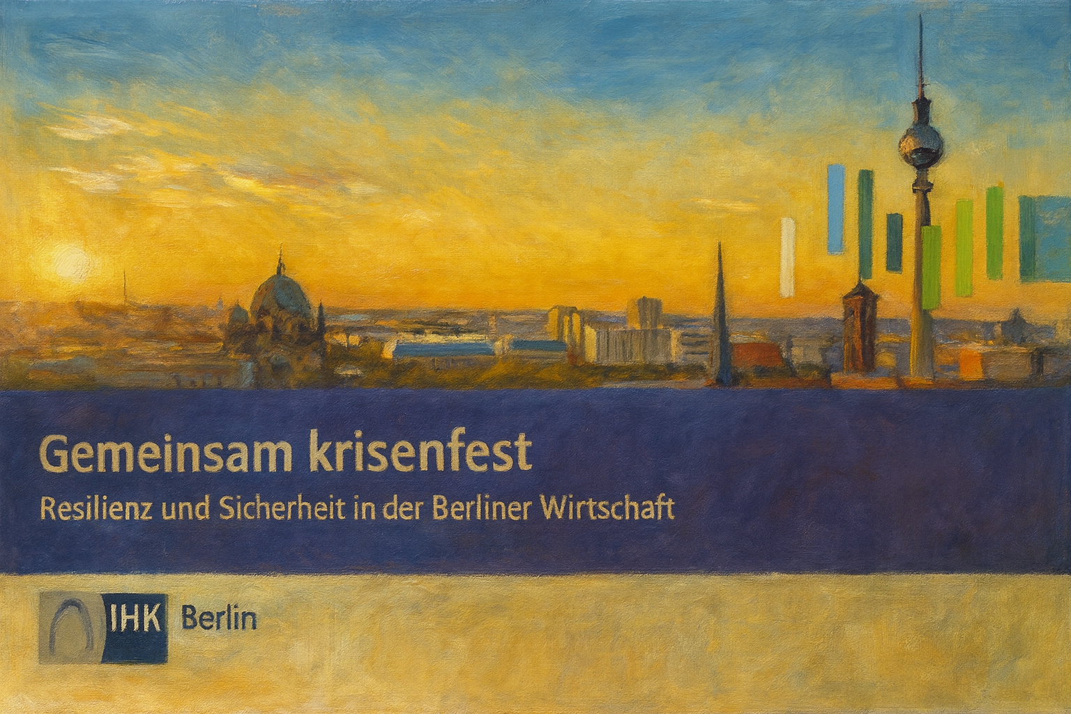 Die Präsenzveranstaltung "Gemeinsam krisenfest: Resilienz und Sicherheit in der Berliner Wirtschaft" geht der Frage nach, wie sich die Wirtschaft auf die veränderte sicherheitspolitische Lage einstellen kann.