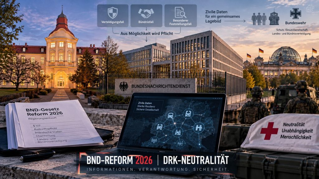 Die BND-Reform 2026 schafft umfassende Auskunftspflichten. Doch wie verträgt sich das mit Neutralität und Unabhängigkeit des DRK?“