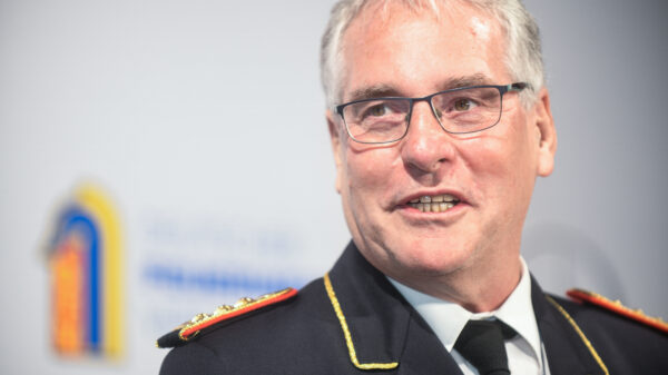 DFV-Präsident Karl-Heinz Banse beim Berliner Abend der deutschen Feuerwehren in der Feuerwache Tiergarten der Berliner Feuerwehr. Forderungen zum Zivilschutz und Katastrophenschutz