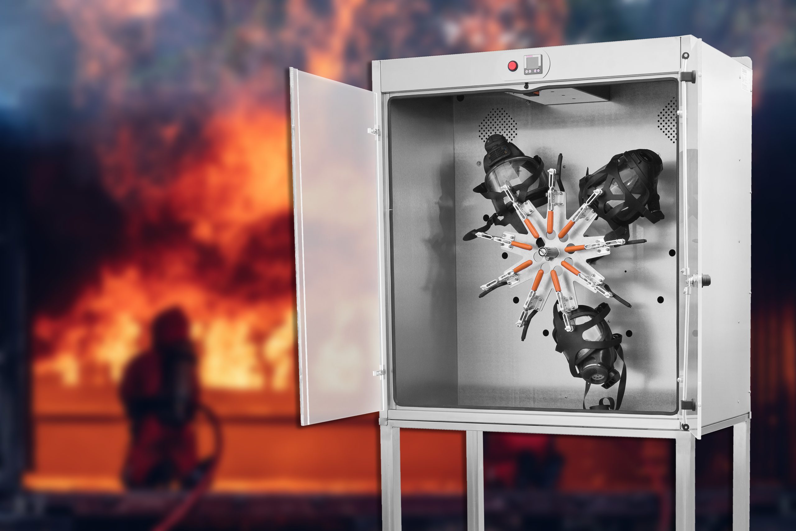 Der Maskentrocknerschrank von OSMA kommt unter anderem bei der Feuerwehr zum Einsatz