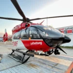 Christoph 43, eine hochmoderne H145 mit Fünfblattrotor, zieht heute um an seinen neuen und auch alten Standort an den ViDia Kliniken in Karlsruhe.