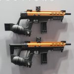 Less-Lethal-Distanzwirkmittel UMX414, hier mit zwei unterschiedlichen Schulterstützen.