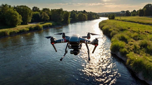 Eine Drohne (Unmanned Autonomous Vehicles, UAV) flog von Hamburg entlang der Unterelbe bis nach Neuwerk .