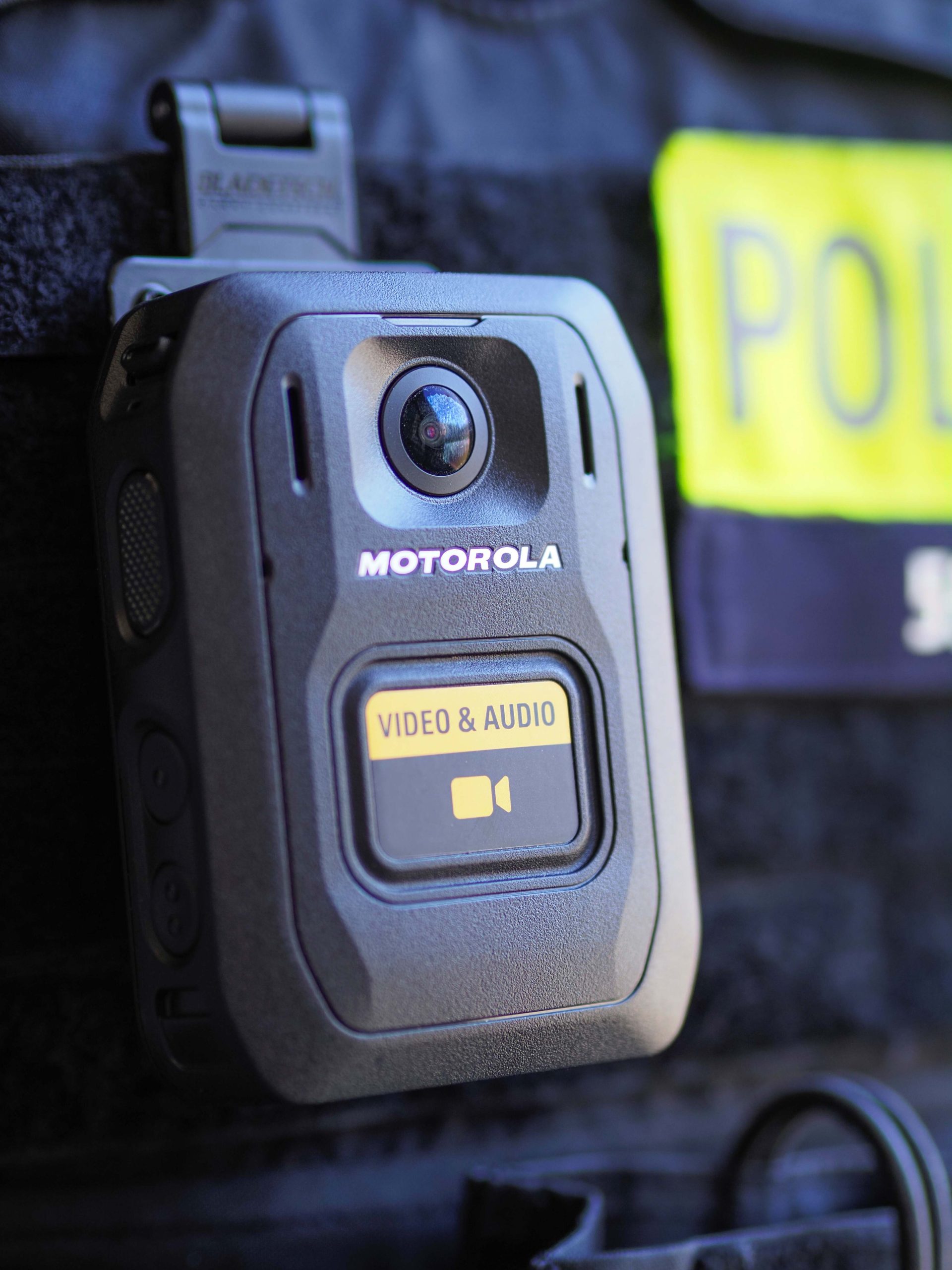 Nahaufnahme der Motorola V500 Bodycam.