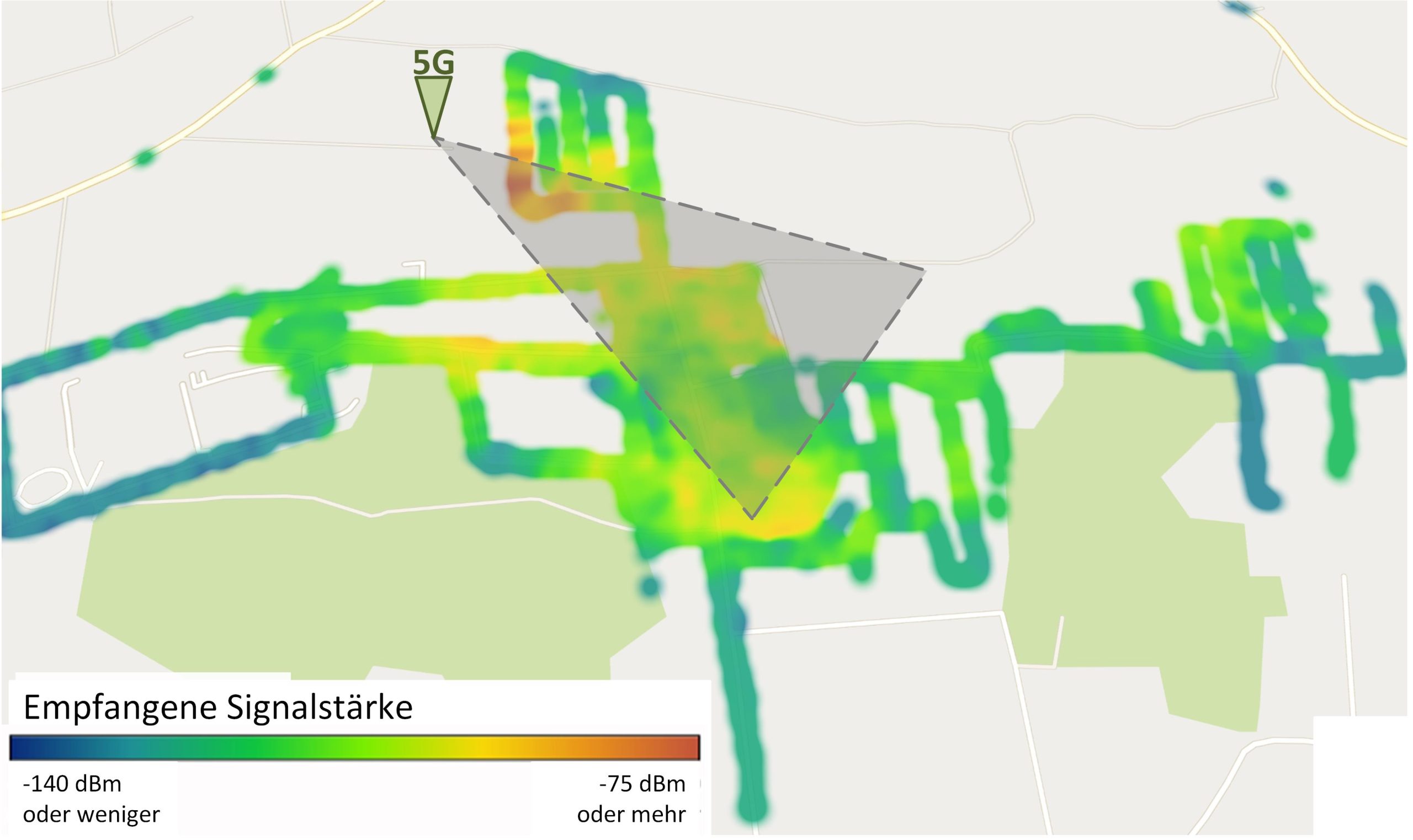 Empfangsleistung der 5G-Zelle auf dem Festivalgelände.