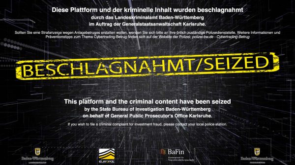 Cyberkriminelle: Sicherstellungsbanner, LKA BW