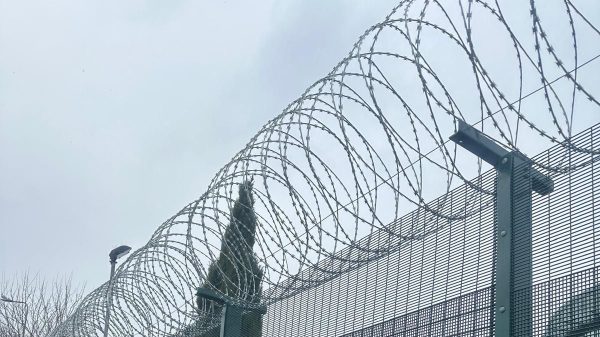 Sicherheitstechnik: Sicherheitszaun mit Übersteigschutz und Schutz vor Untergraben.