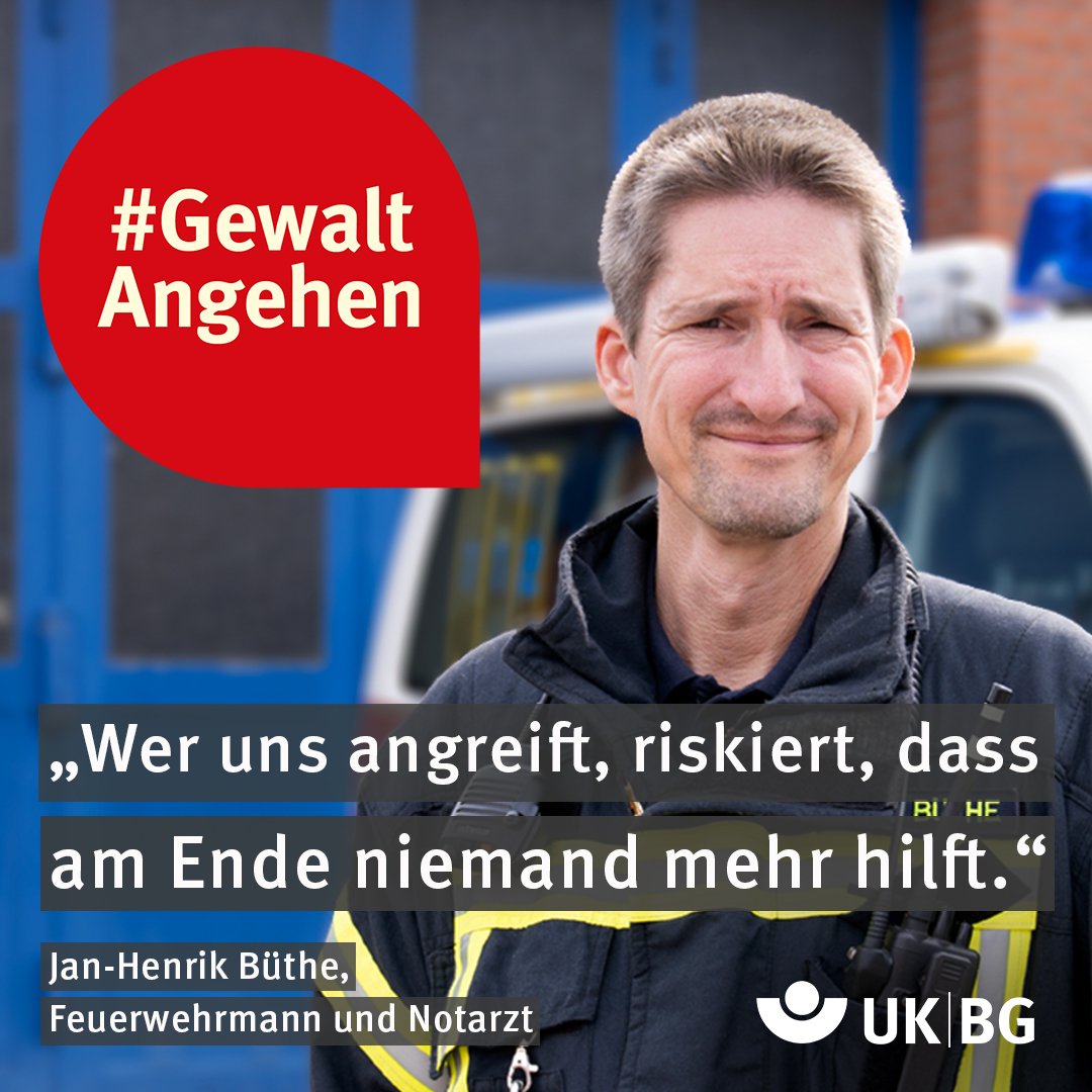 Mit der Kampagne #GewaltAngehen machen die Unfallkassen auf die Brisanz dieses Themas im Alltag von Einsatzkräften aufmerksam.