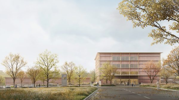 Projekt. Modell: Béla Berec, Rendering: Flooer. Architekten: RIEHLE KOETH. Tragwerksplanung: wh-p Ingenieure.